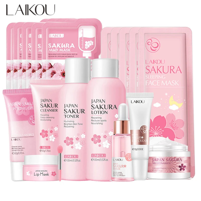 Sakura Complete Skin Care Set – 18 or 20 PCS Korean Glow Box